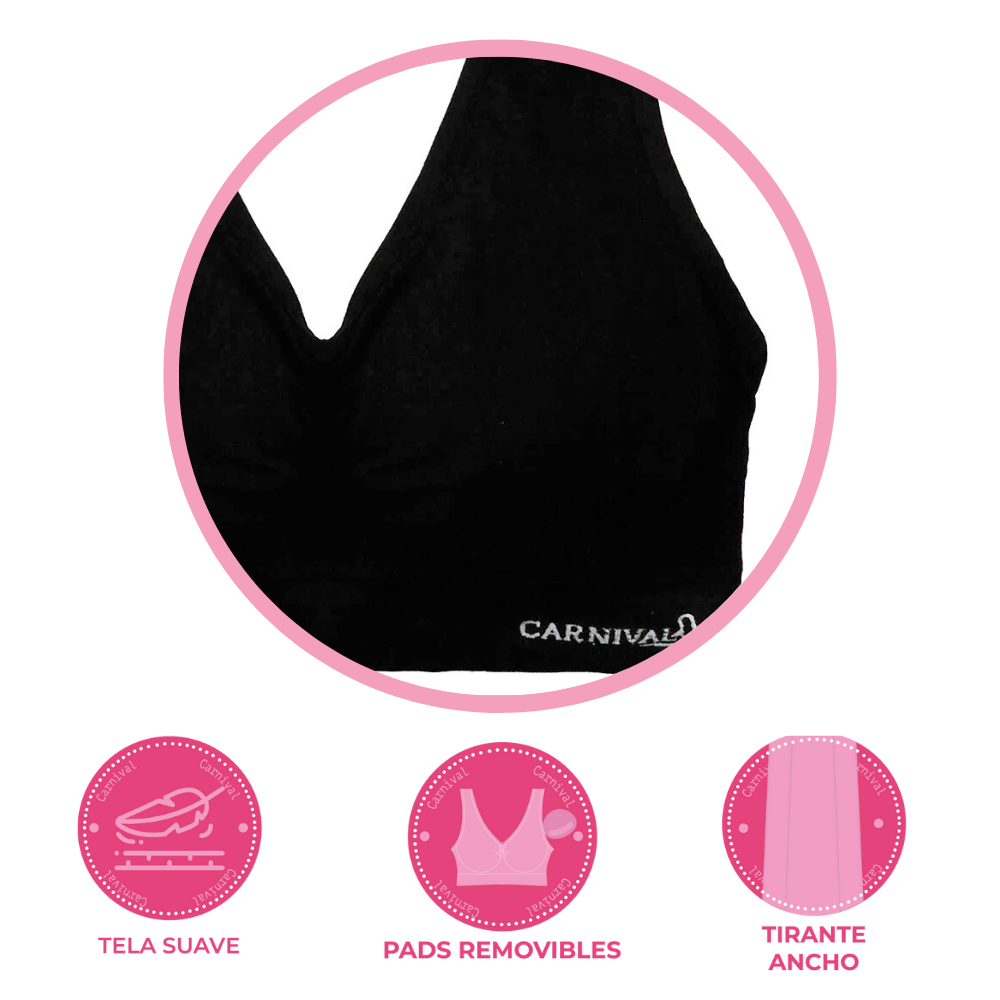 Top seamless con almohadillas removibles negro 5350 Carnival