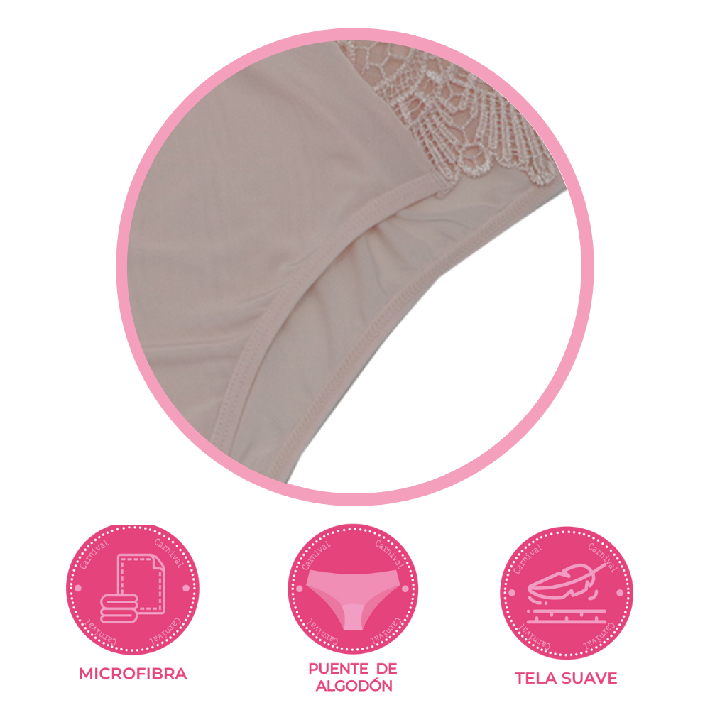 Panty coordinable con detalles de encaje  rosa 74428 Lady Carnival