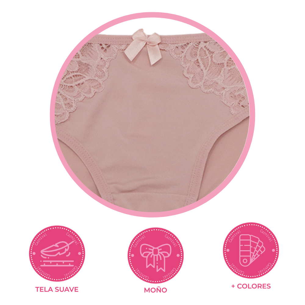 Panty coordinable corte hipster con aplicaciones de encaje rosa 74503 Carnival