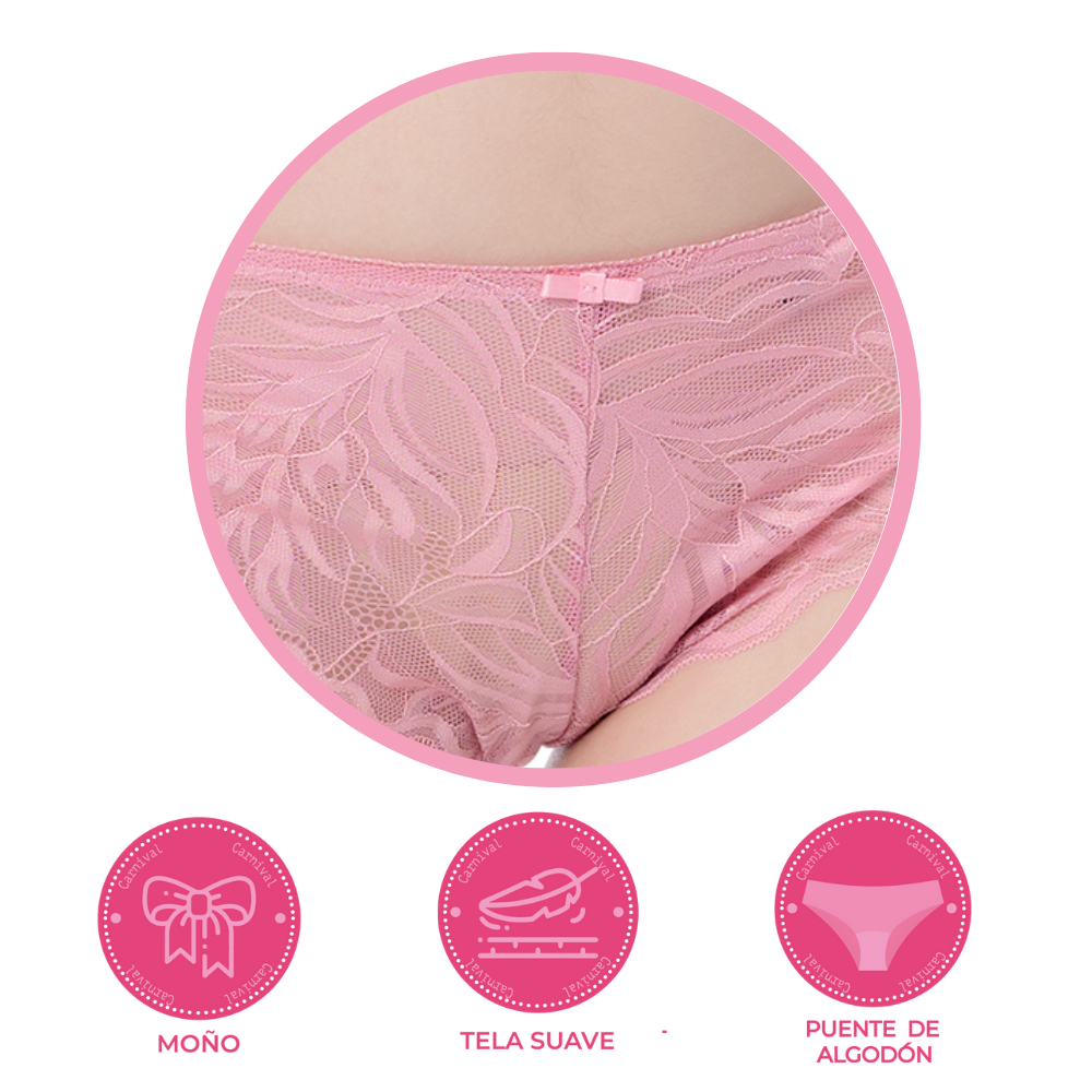 Panty coordinable con detalles de encaje  rosa 74601 Lady Carnival